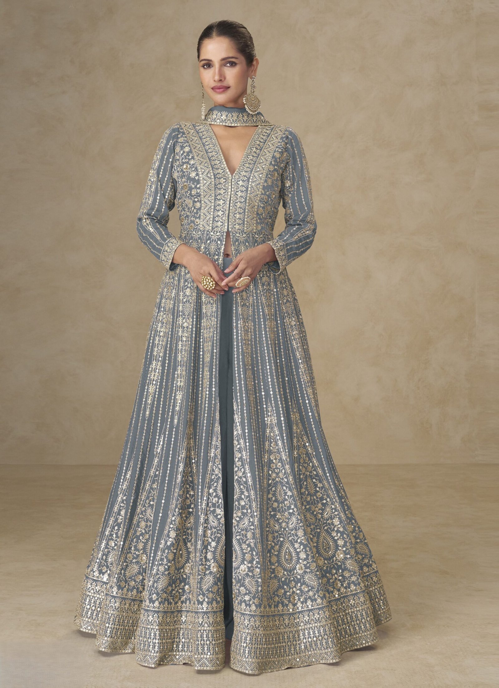 Grey Anarkali Suit